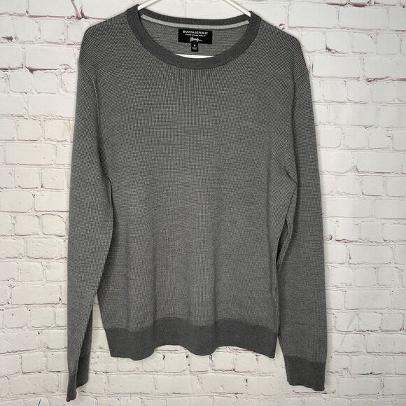 Banana Republic Baruffa Sweater Men's Medium Gray Italian Merino Wool Pullover - Picture 5 of 8